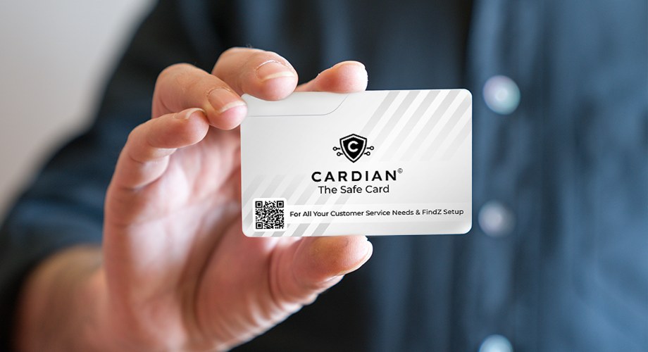 Cardian The Safe Card RFID blocking card held in a hand