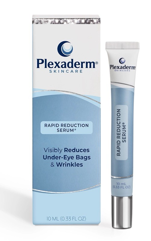 Plexaderm Rapid Reduction Serum 10 mL tube standing beside its blue and white retail box