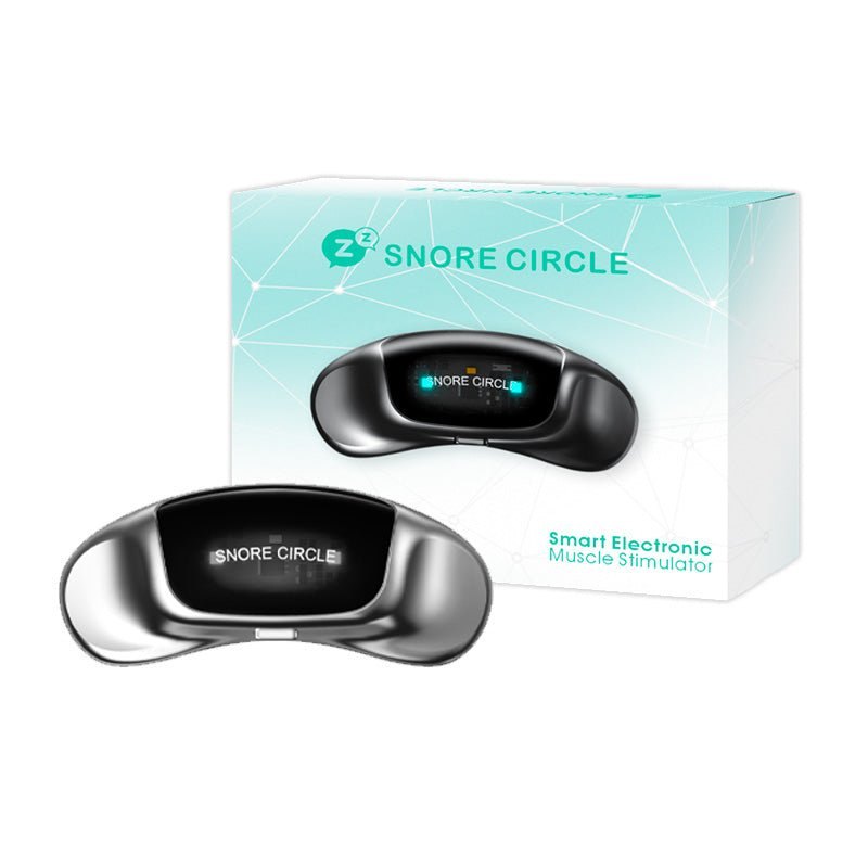 Snore Circle YA4600 smart electronic muscle stimulator anti-snore device shown with its retail box
