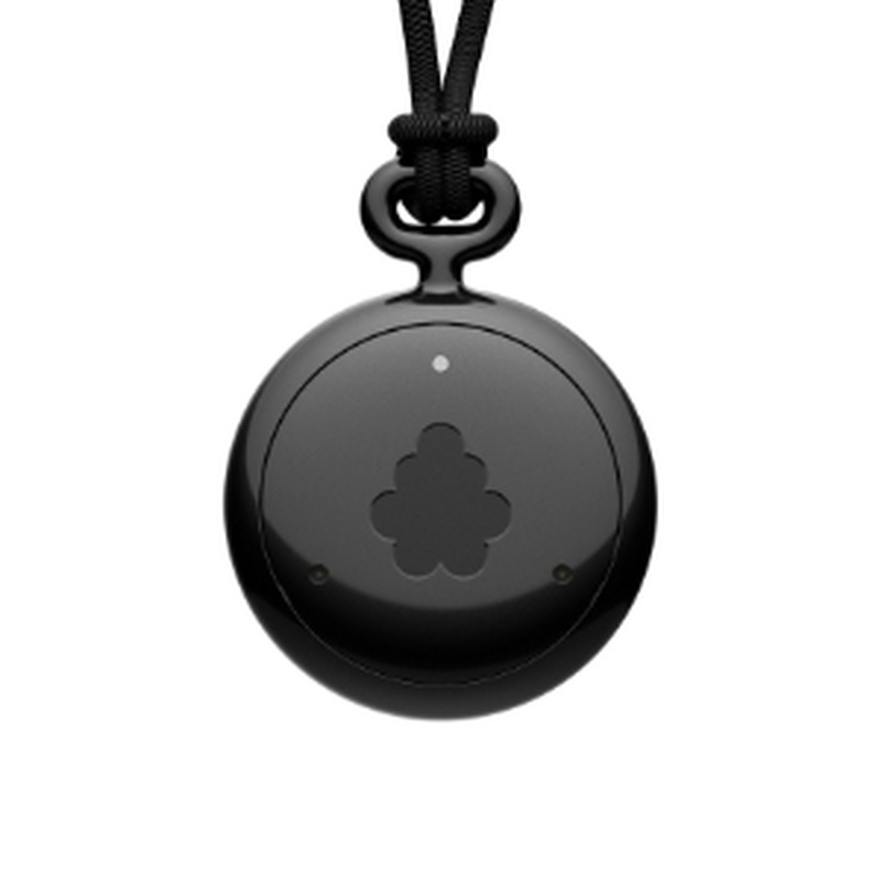 The black Fieldy AI pendant on its cord