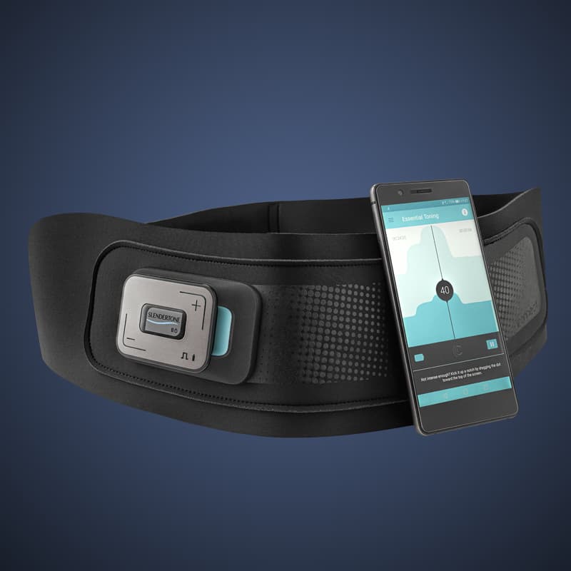 The Slendertone Connect Abs EMS toning belt with its companion app