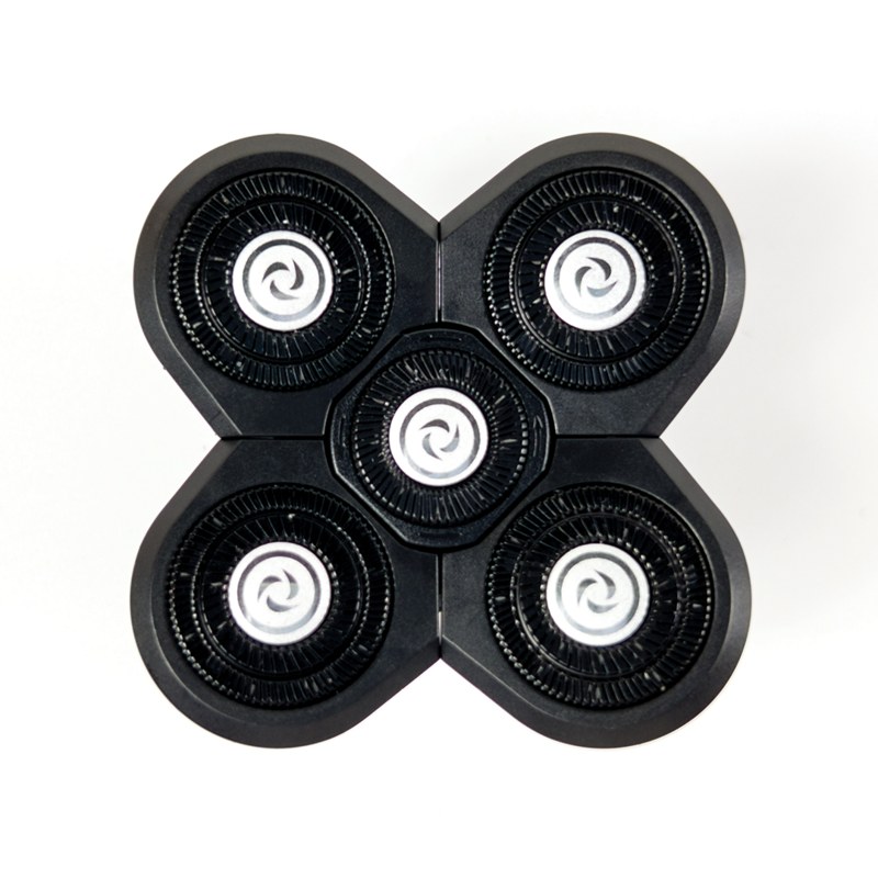 Top-down view of the Groomie BaldiePro's five-head replacement blade cassette