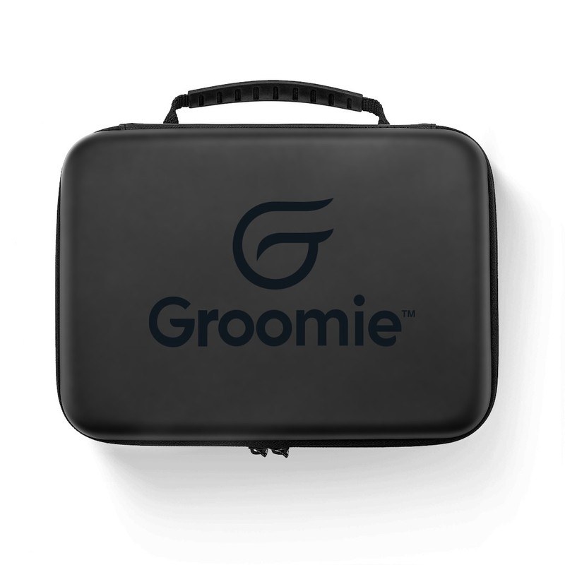 The Groomie BaldiePro zip-up travel case with the brand logo