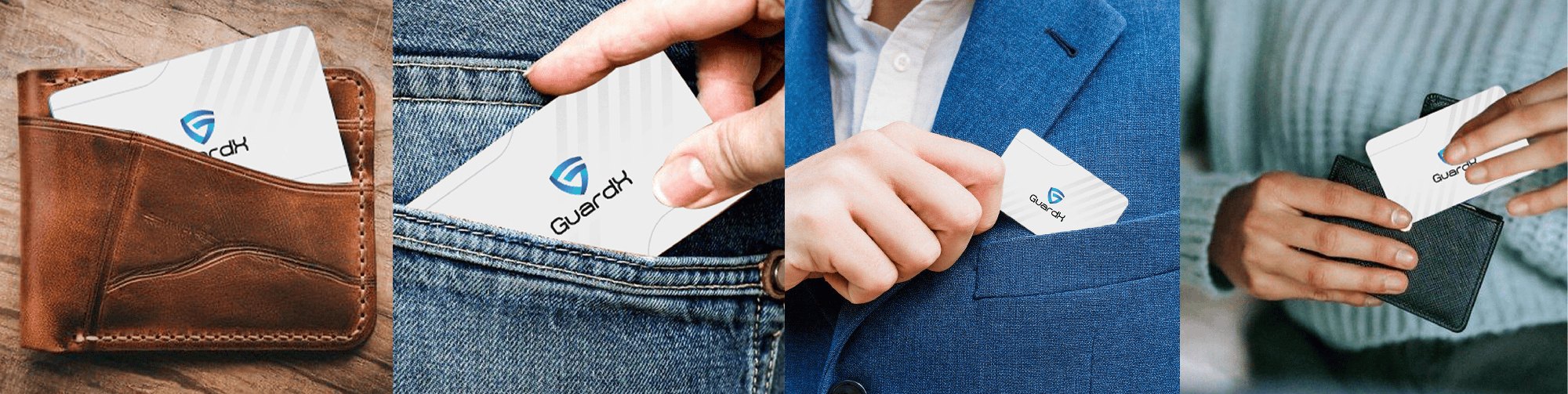 GuardX RFID blocking card laid out with everyday carry items