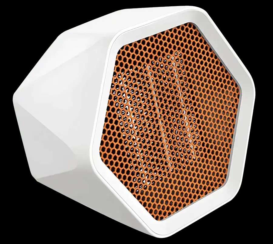 Close-up of the HexaHeat hexagonal honeycomb front grille