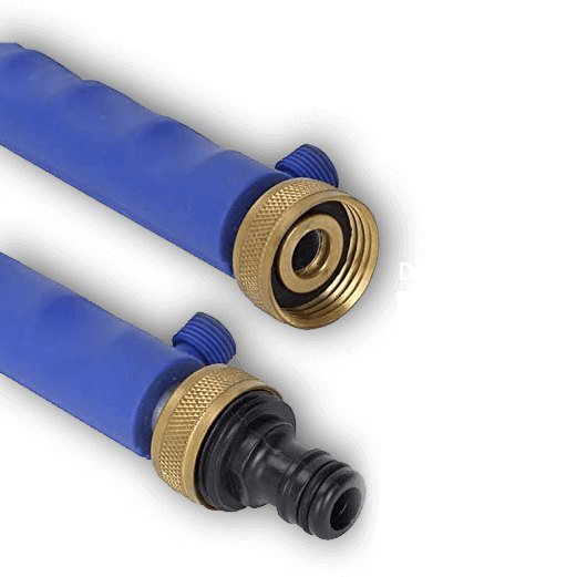 Close-up of the HydroBlast Power Nozzle brass nozzle heads and garden-hose connector