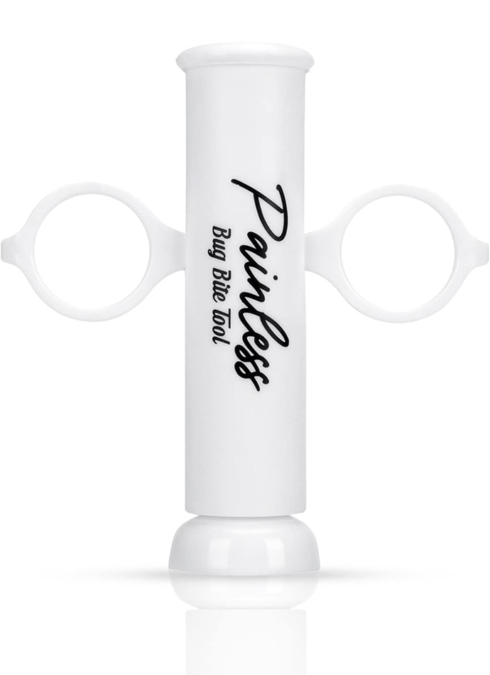 The Itch Relief Pro bug bite suction tool, a dual-tip plunger with finger loops for controlled suction