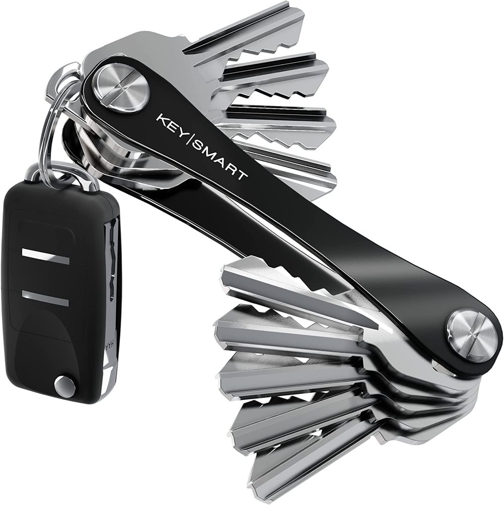 KeySmart Original compact key organizer holding a fan of keys and a black car fob