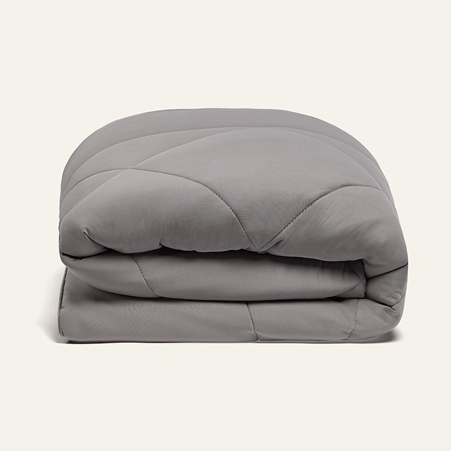 Miracle cooling comforter in stone grey, folded