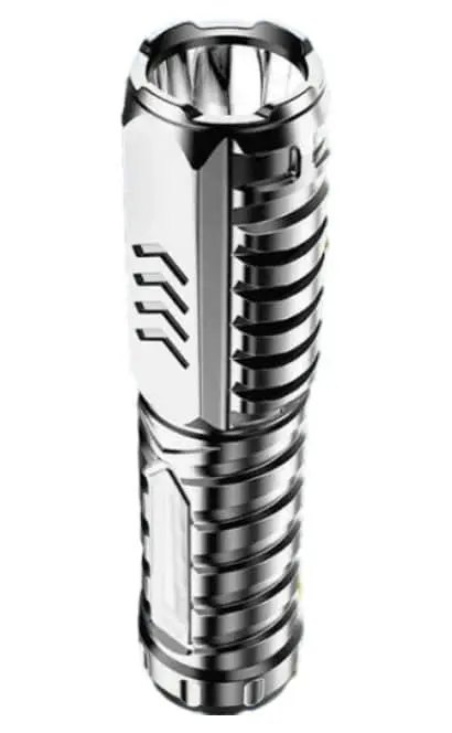 Night Spark pocket tactical flashlight showing its knurled aluminum body and zoom head