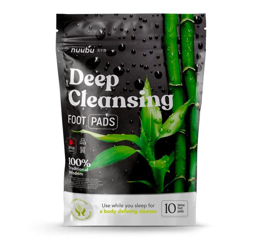 Nuubu Deep Cleansing Foot Pads pouch, a 10-pad box