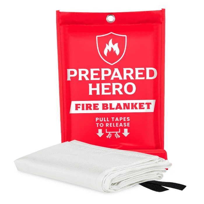 Prepared Hero emergency fire blanket in its red pull-tab pouch