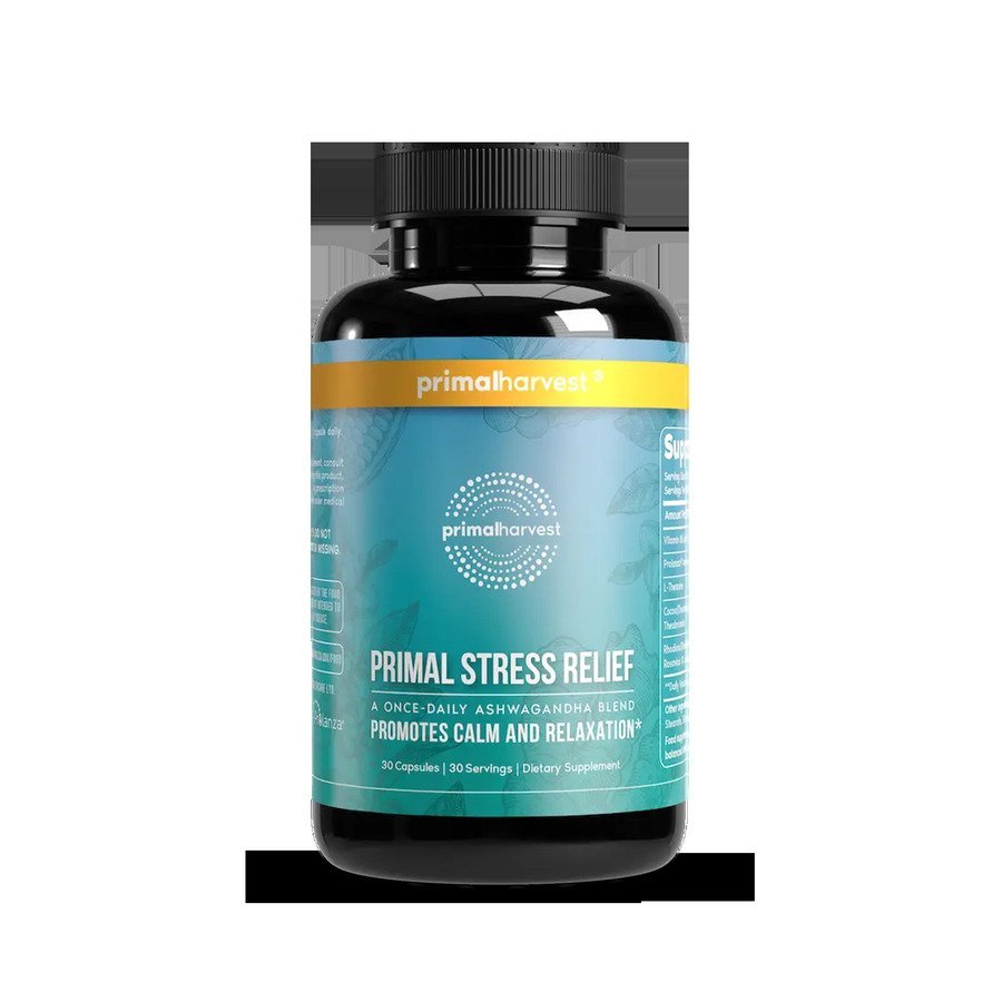 Primal Stress Relief once-daily ashwagandha blend bottle
