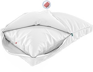The Sleepgram pillow shown with both microfiber inserts combined for a firm, high loft