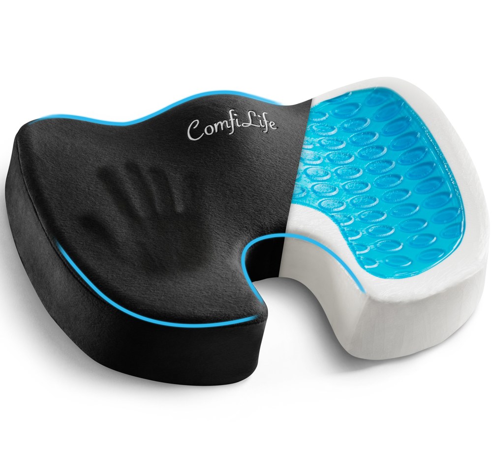 ComfiLife gel enhanced seat cushion showing the memory foam base and cooling gel top layer