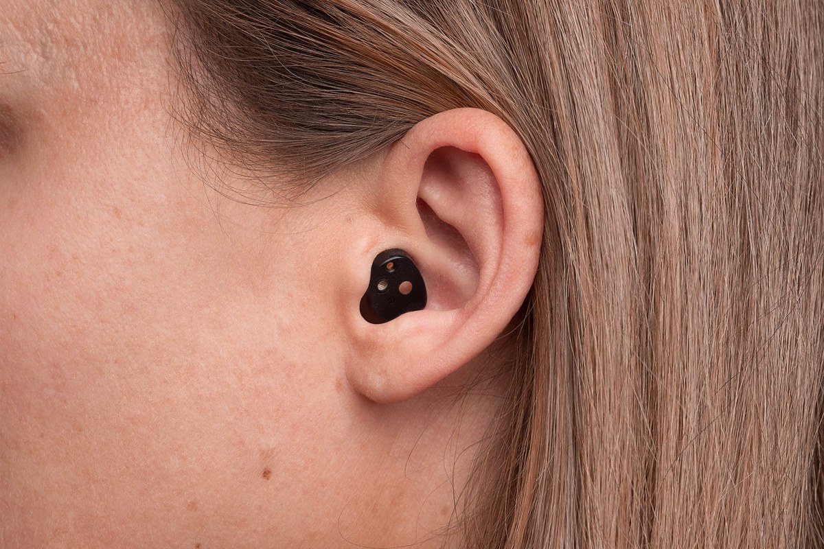 Go Hearing Go Lite hearing aid worn in the ear