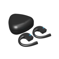 Vasco Translator E1 earbuds shown with their charging case